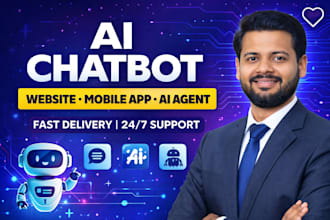 develop ai chatbot mobile app, ai website and ai agent development llm