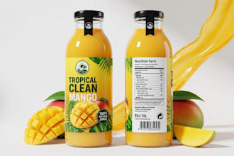 create energy drink juice bottle can label beverage and packaging