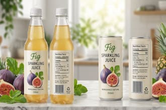 create juice bottle energy drink beverage can and label packaging