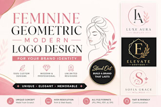 design feminine, geometric and modern brand identity logo