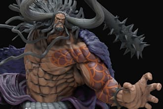 do 3d action figure sculpting, articulated figure statue design, 3d figurine