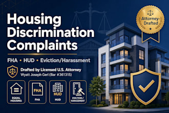 draft your housing discrimination complaint by a licensed US attorney