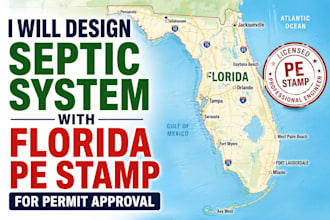 design septic system with florida pe stamp for permit approval