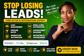 setup hubspot zoho gohighlevel CRM, sales pipeline and lead management