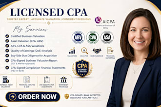 do certified business valuation, asset valuation as CPA, abv aicpa, cva, and asa