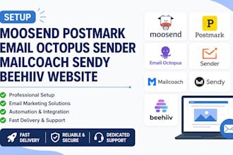 setup moosend postmark email octopus sender mailcoach sendy beehiiv website