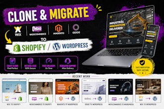 clone migrate wix prestashop magento odoo to shopify or wordpress site migration