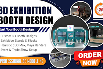design 3d exhibition booth, stand, event, stall and kiosk with 3ds max