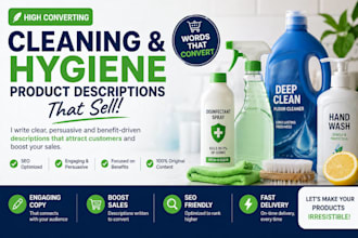write ecommerce product descriptions for cleaning and hygiene brands