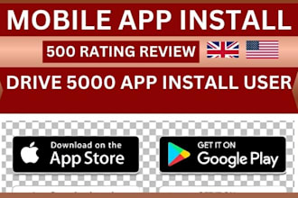 guarantee 5000 USA IOS rating android review app install mobile app marketing