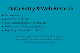 offer accurate,fast and reliable data entry and web research