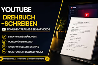 ich schreibe fesselnde youtube skripte auf deutsch dokumentation, erklarvideos