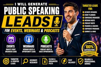 generate public speaking leads for event webinar and podcast