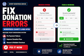 fix nonprofit charity wordpress website donation system for fundraising