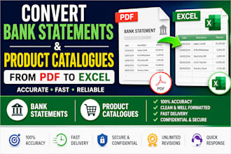convert bank statements and PDF catalogues into excel