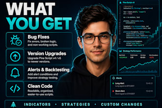 fix, debug and optimize tradingview pine script indicators and strategies