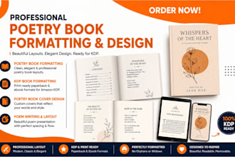 format poetry book formatting, kdp book layout design, poetry book cover, poem