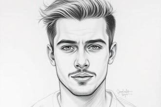 draw a custom pencil or charcoal portrait