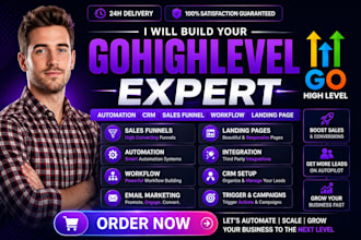 build your gohighlevel automation CRM sales funnel workflow landing page expert