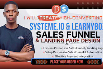 build high converting systeme io funnel and learnybox landing pages for coaches