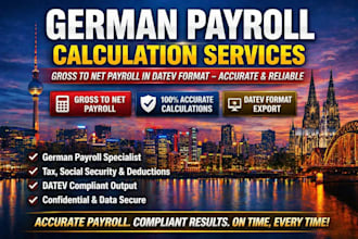 prepare german payroll calculation gross to net in datev format professionally