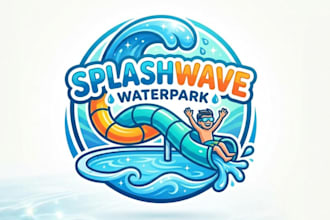 design water slide and swimming pool logo