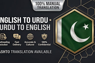 professionally translate urdu, pashto to english and vice versa
