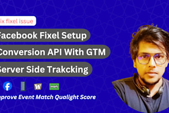 setup facebook pixel, conversion api setup with event match quality optimizatio