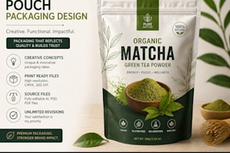 do premium pouch packaging design and label design