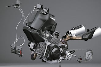 model 3d motorcycle from scratch, bike frame,  engine exhaust brake,fork,scooter