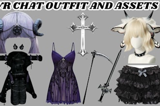 edit, rig or create vrchat outfit, props weapons and accessories for your avatar