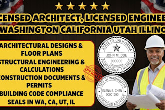 licensed architect, licensed engineer in washington california utah illinois