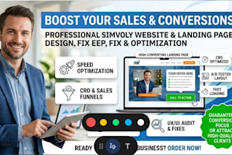 design, fix, and optimize simvoly website and landing pages for conversion