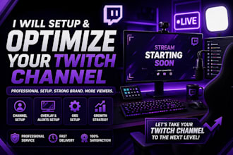 help you build a professional twitch streaming setup, twitch overlay, logo panel