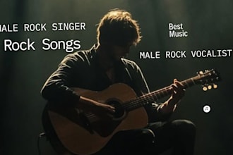 produce epic cinematic rock music as a male rock singer