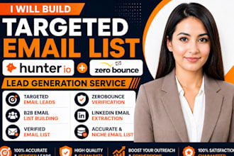setup targeted email list hunter io lead generation zerobounce verification