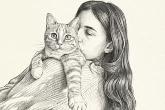 draw realistic pet memorial pencil sketch portrait from photo