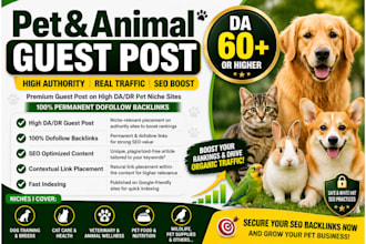 deliver high da 60 pet and animal guest post with powerful seo backlink