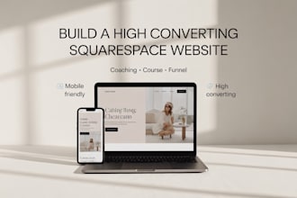 build your squarespace course coaching website, landing page and sales funnel