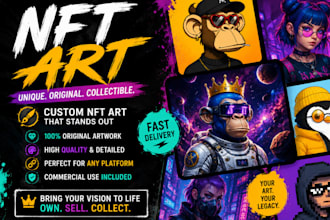create nft art, nft collection, pixel art and crypto nft design