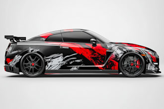 create itasha car wrap design, racing car wrap design,