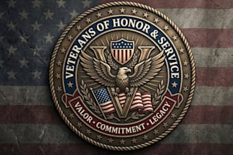 design professional veteran logo and patriotic emblem