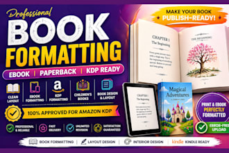 do book formatting, children book formatting, book cover design for amazon KDP