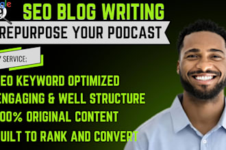seo blog writing for podcast to blog repurposing