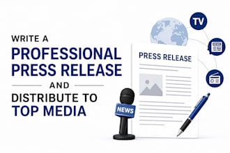 write a professional press release and distribute to top media