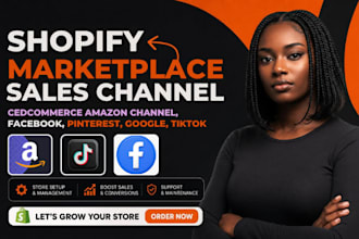 setup shopify store marketplace tiktok, cedcommmerce, facebook, pinterest goggle