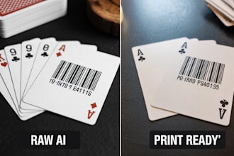 convert ai generated playing cards into print ready poker cards with barcode