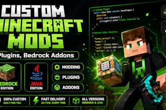 develop custom minecraft mods, plugins, and bedrock addons