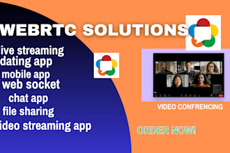develop and fix video conference app based on webrtc, p2p, streaming chat app