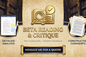 beta read and critique your novel with honest feedback